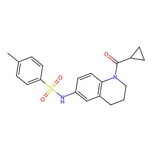 N-(1-cyclopropanecarbonyl-1,2,3,4-tetrahydroquinolin-6-yl)-4-methylbenzene-1-sulfonamide structure