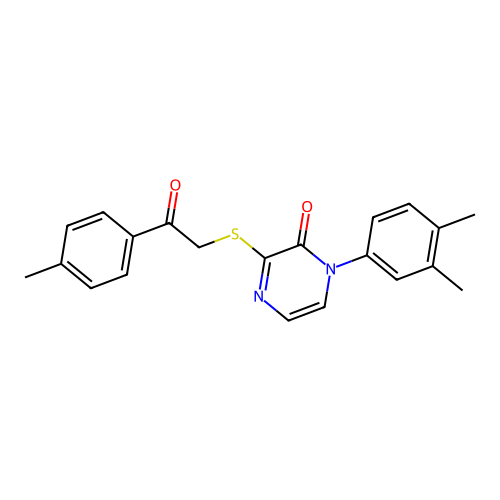 1-(3,4-Dimethylphenyl)-3-[2-(4-methylphenyl)-2-oxoethyl]sulfanylpyrazin-2-one structure