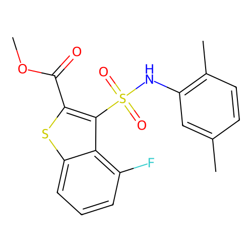 Methyl 3-[(2,5-dimethylphenyl)sulfamoyl]-4-fluoro-1-benzothiophene-2-carboxylate structure
