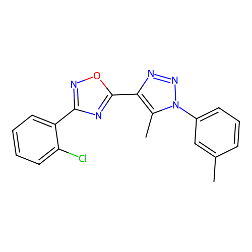 3-(2-chlorophenyl)-5-[5-methyl-1-(3-methylphenyl)-1H-1,2,3-triazol-4-yl]-1,2,4-oxadiazole structure