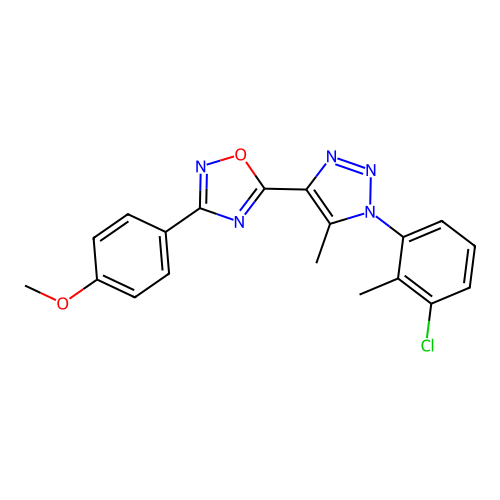 5-[1-(3-chloro-2-methylphenyl)-5-methyl-1H-1,2,3-triazol-4-yl]-3-(4-methoxyphenyl)-1,2,4-oxadiazole structure