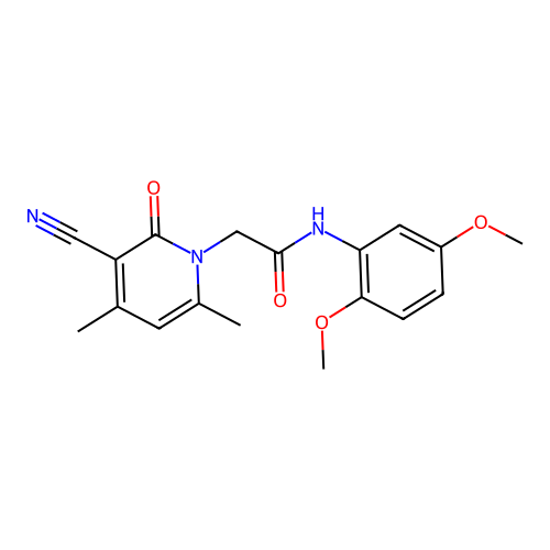 2-(3-cyano-4,6-dimethyl-2-oxopyridin-1-yl)-N-(2,5-dimethoxyphenyl)acetamide structure
