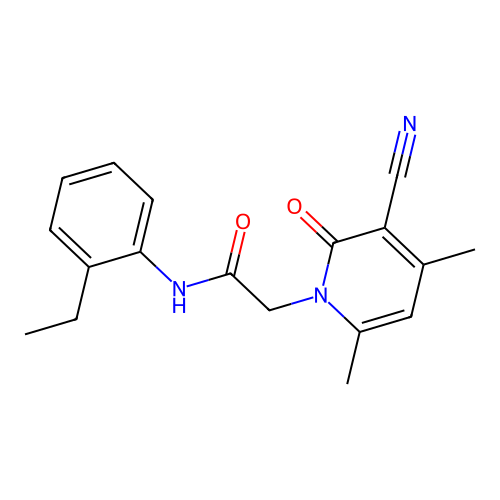 2-(3-cyano-4,6-dimethyl-2-oxopyridin-1(2H)-yl)-N-(2-ethylphenyl)acetamide structure