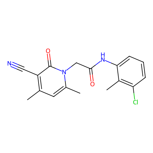 N-(3-chloro-2-methylphenyl)-2-(3-cyano-4,6-dimethyl-2-oxopyridin-1-yl)acetamide structure