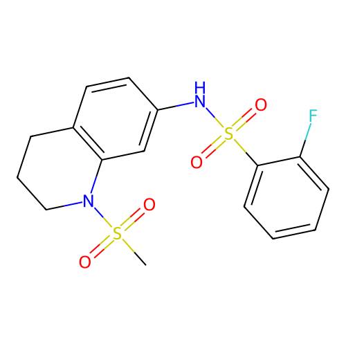 2-fluoro-N-(1-methylsulfonyl-3,4-dihydro-2H-quinolin-7-yl)benzenesulfonamide structure
