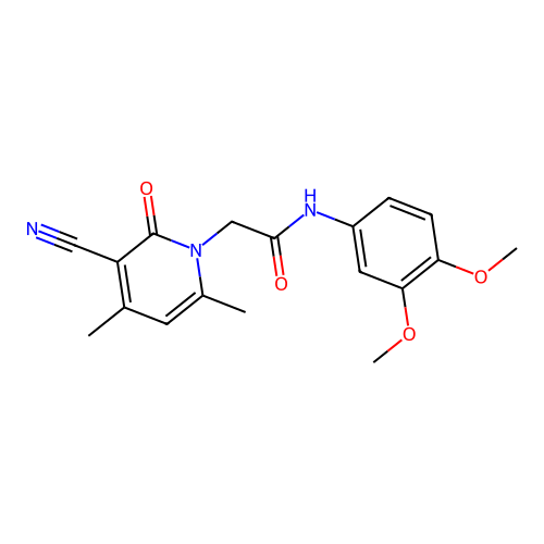 2-(3-cyano-4,6-dimethyl-2-oxopyridin-1-yl)-N-(3,4-dimethoxyphenyl)acetamide structure