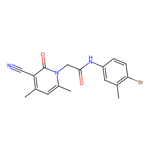 N-(4-bromo-3-methylphenyl)-2-(3-cyano-4,6-dimethyl-2-oxopyridin-1-yl)acetamide structure