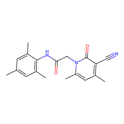 2-(3-cyano-4,6-dimethyl-2-oxopyridin-1(2H)-yl)-N-mesitylacetamide structure
