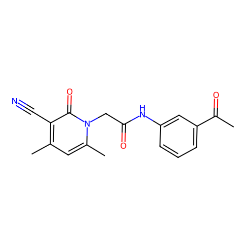 N-(3-acetylphenyl)-2-(3-cyano-4,6-dimethyl-2-oxopyridin-1-yl)acetamide structure