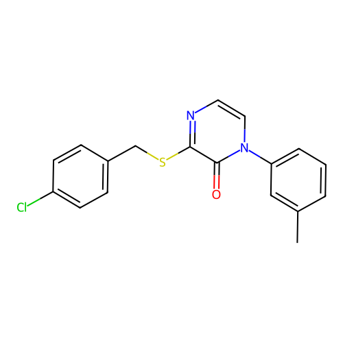 3-((4-chlorobenzyl)thio)-1-(m-tolyl)pyrazin-2(1H)-one structure