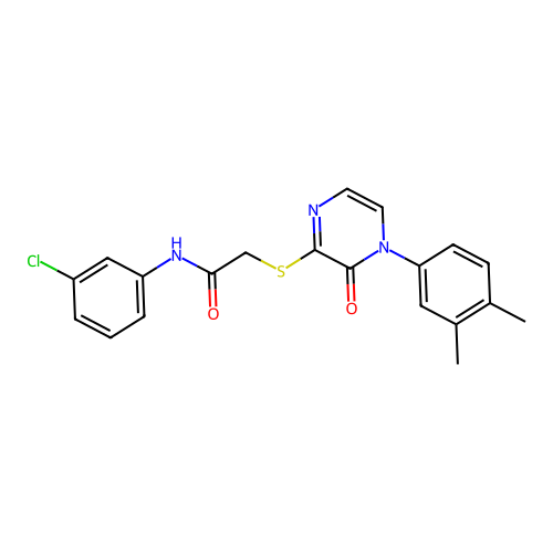N-(3-chlorophenyl)-2-[4-(3,4-dimethylphenyl)-3-oxopyrazin-2-yl]sulfanylacetamide structure