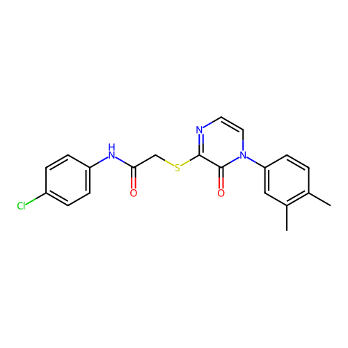 N-(4-chlorophenyl)-2-[4-(3,4-dimethylphenyl)-3-oxopyrazin-2-yl]sulfanylacetamide structure
