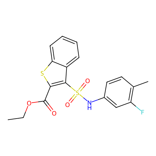 Ethyl 3-[(3-fluoro-4-methylphenyl)sulfamoyl]-1-benzothiophene-2-carboxylate structure