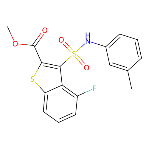 methyl 4-fluoro-3-(N-(m-tolyl)sulfamoyl)benzo[b]thiophene-2-carboxylate structure