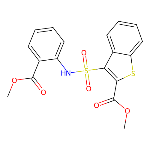 Methyl 3-{[2-(methoxycarbonyl)phenyl]sulfamoyl}-1-benzothiophene-2-carboxylate structure