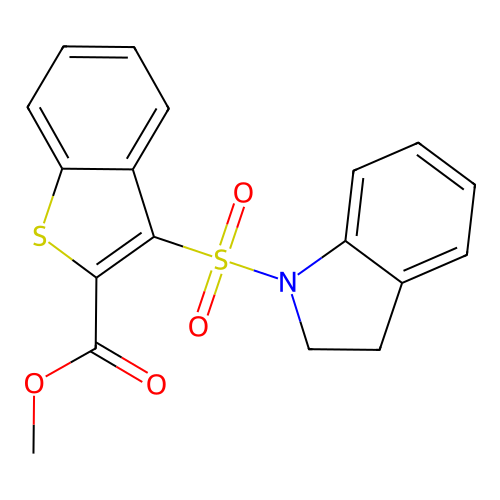 methyl 3-(2,3-dihydro-1H-indol-1-ylsulfonyl)-1-benzothiophene-2-carboxylate structure