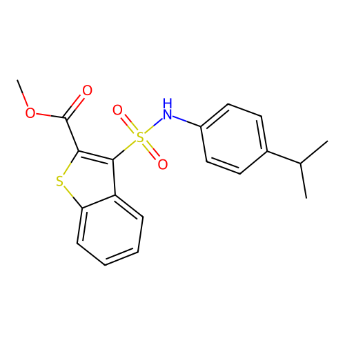 Methyl 3-{[(4-isopropylphenyl)amino]sulfonyl}-1-benzothiophene-2-carboxylate structure