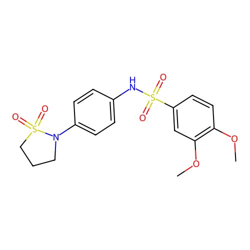 N-(4-(1,1-dioxidoisothiazolidin-2-yl)phenyl)-3,4-dimethoxybenzenesulfonamide structure