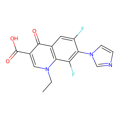 1,4-Dihydro-6,8-difluoro-1-ethyl-7-(1H-imidazol-1-yl)-4-oxo-3-quinolinecarboxylic acid structure