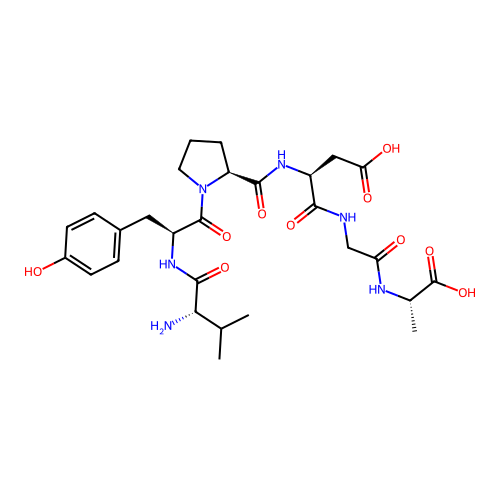 Valyl-tyrosyl-prolyl-isoaspartyl-glycyl-alanine structure
