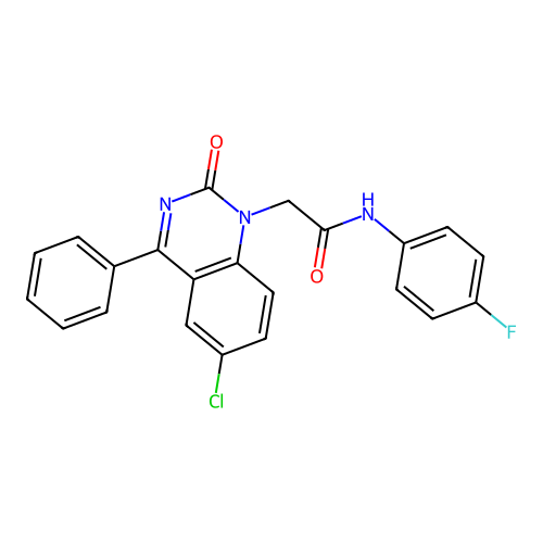 2-(6-chloro-2-oxo-4-phenyl-1,2-dihydroquinazolin-1-yl)-N-(4-fluorophenyl)acetamide structure