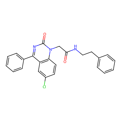 2-(6-chloro-2-oxo-4-phenylquinazolin-1(2H)-yl)-N-phenethylacetamide structure