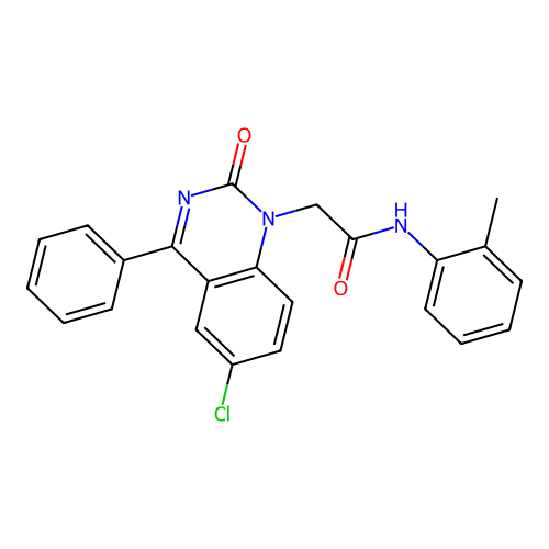 2-(6-chloro-2-oxo-4-phenylquinazolin-1-yl)-N-(2-methylphenyl)acetamide structure
