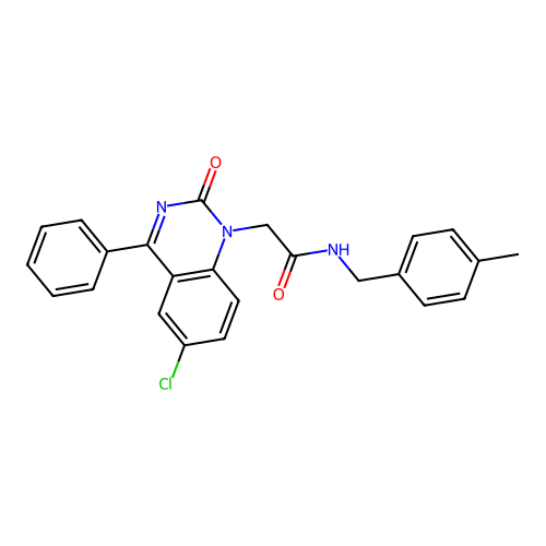 2-(6-chloro-2-oxo-4-phenylquinazolin-1-yl)-N-[(4-methylphenyl)methyl]acetamide structure