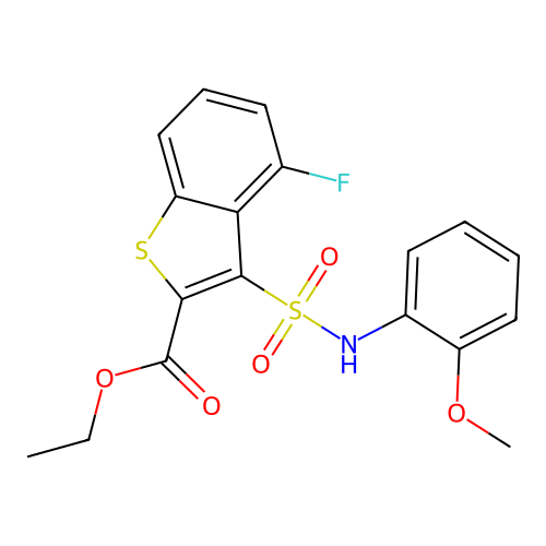 Ethyl 4-fluoro-3-[(2-methoxyphenyl)sulfamoyl]-1-benzothiophene-2-carboxylate structure