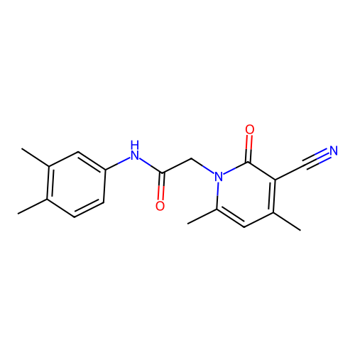 2-(3-cyano-4,6-dimethyl-2-oxopyridin-1-yl)-N-(3,4-dimethylphenyl)acetamide structure