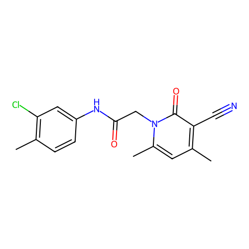 N-(3-chloro-4-methylphenyl)-2-(3-cyano-4,6-dimethyl-2-oxopyridin-1-yl)acetamide structure