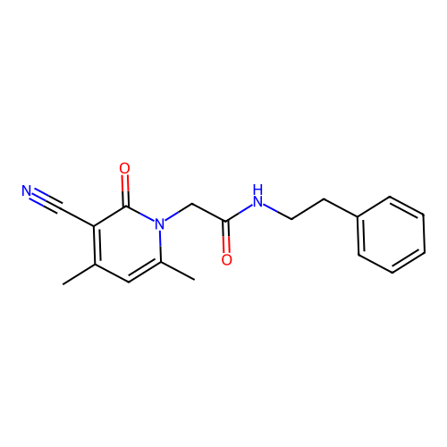 2-(3-cyano-4,6-dimethyl-2-oxopyridin-1(2H)-yl)-N-phenethylacetamide structure