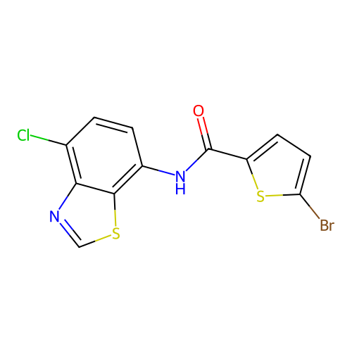 5-bromo-N-(4-chloro-1,3-benzothiazol-7-yl)thiophene-2-carboxamide structure
