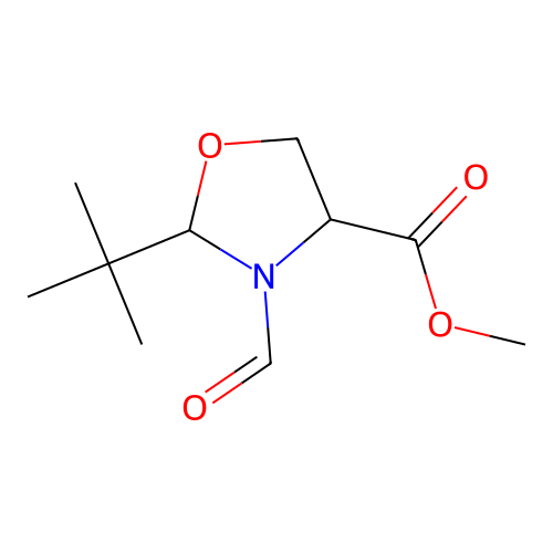 Methyl 2-tert-butyl-3-formyl-1,3-oxazolidine-4-carboxylate structure