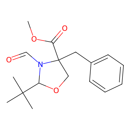 Methyl 4-benzyl-2-tert-butyl-3-formyl-1,3-oxazolidine-4-carboxylate structure