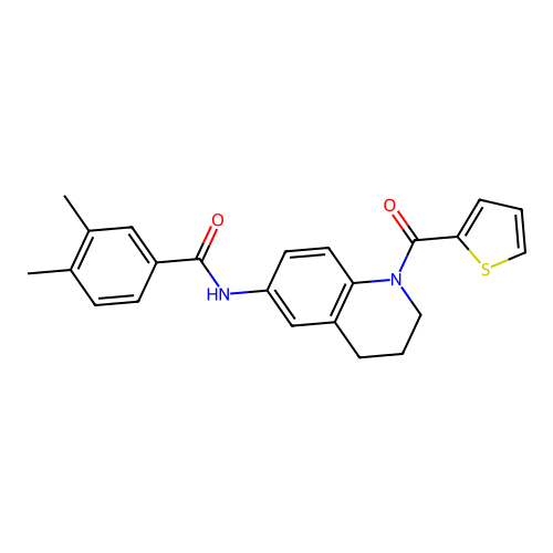 3,4-dimethyl-N-[1-(thiophene-2-carbonyl)-1,2,3,4-tetrahydroquinolin-6-yl]benzamide structure