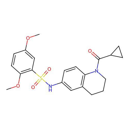 N-(1-cyclopropanecarbonyl-1,2,3,4-tetrahydroquinolin-6-yl)-2,5-dimethoxybenzene-1-sulfonamide structure