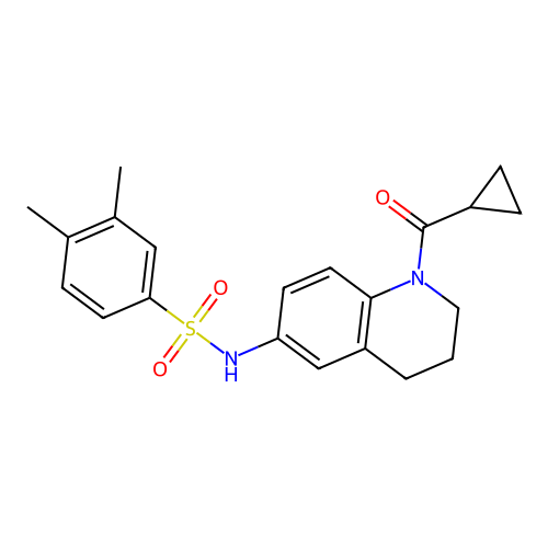 N-(1-cyclopropanecarbonyl-1,2,3,4-tetrahydroquinolin-6-yl)-3,4-dimethylbenzene-1-sulfonamide structure