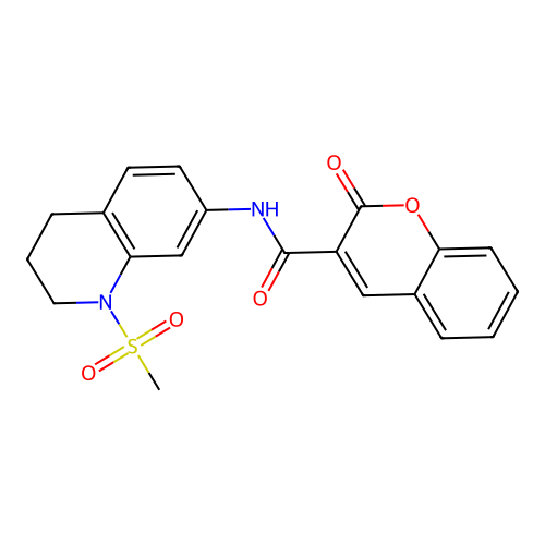 N-(1-methylsulfonyl-3,4-dihydro-2H-quinolin-7-yl)-2-oxochromene-3-carboxamide structure