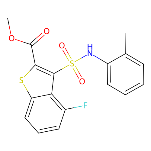 Methyl 4-fluoro-3-[(2-methylphenyl)sulfamoyl]-1-benzothiophene-2-carboxylate structure