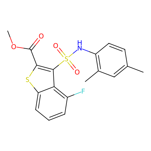 Methyl 3-[(2,4-dimethylphenyl)sulfamoyl]-4-fluoro-1-benzothiophene-2-carboxylate structure