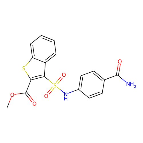 Methyl 3-[(4-carbamoylphenyl)sulfamoyl]-1-benzothiophene-2-carboxylate structure