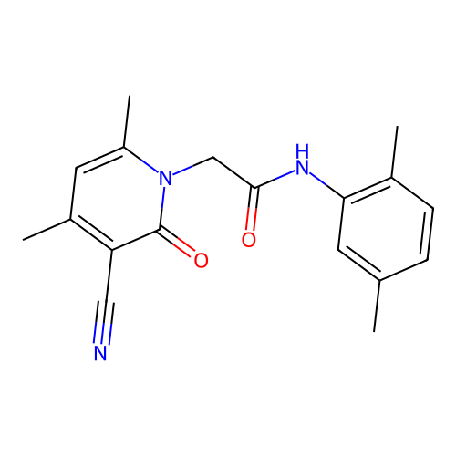 2-(3-cyano-4,6-dimethyl-2-oxopyridin-1-yl)-N-(2,5-dimethylphenyl)acetamide structure