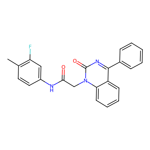 N-(3-fluoro-4-methylphenyl)-2-(2-oxo-4-phenylquinazolin-1-yl)acetamide structure