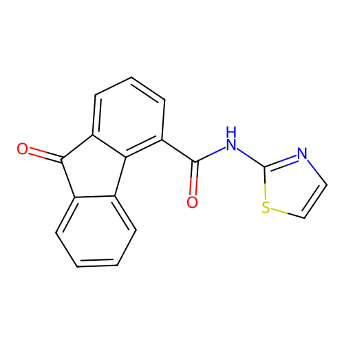 9-oxo-N-(thiazol-2-yl)-9H-fluorene-4-carboxamide structure