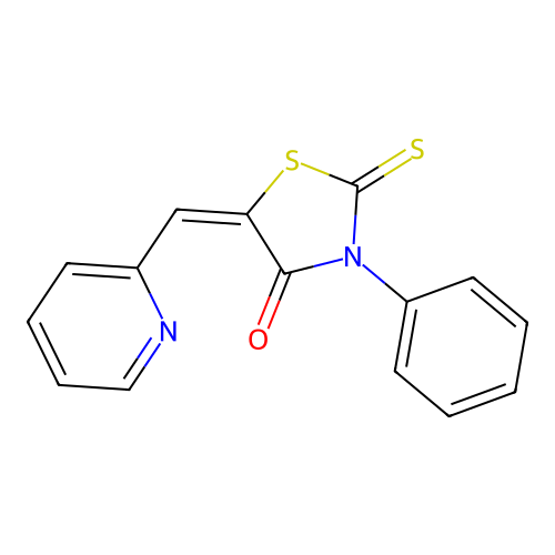 (5E)-3-phenyl-5-(pyridin-2-ylmethylidene)-2-sulfanylidene-1,3-thiazolidin-4-one structure