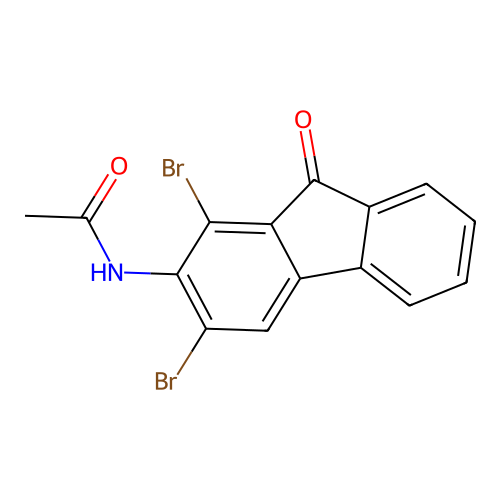 N-(1,3-dibromo-9-oxofluoren-2-yl)acetamide structure