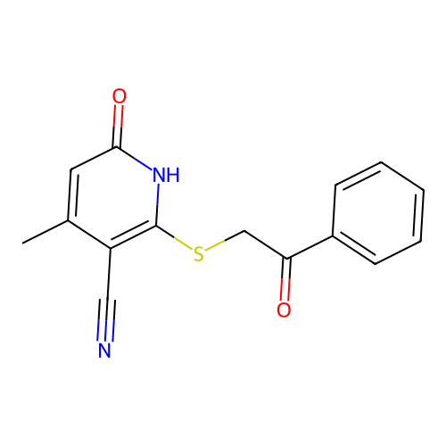 4-methyl-6-oxo-2-phenacylsulfanyl-1H-pyridine-3-carbonitrile structure