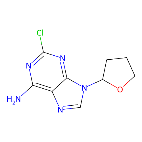 2-chloro-9-(tetrahydrofuran-2-yl)-9H-purin-6-amine structure