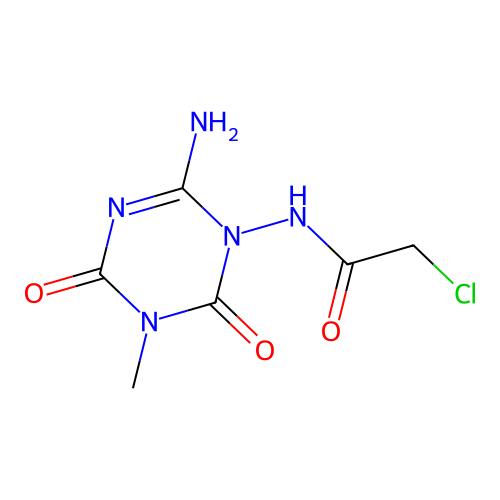n-(6-amino-3-methyl-2,4-dioxo-3,4-dihydro-1,3,5-triazin-1(2h)-yl)-2-chloroacetamide structure